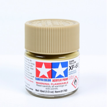 TINTA ACRÍLICA MINI XF-60 AMARELO ESCURO 10ML TAMIYA TAM 81760